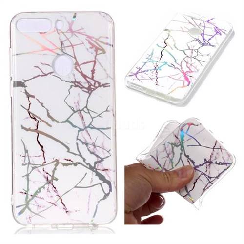 Color White Marble Pattern Bright Color Laser Soft TPU Case for Huawei P Smart(Enjoy 7S)