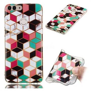 Three-dimensional Square Soft TPU Marble Pattern Phone Case for Huawei P Smart(Enjoy 7S)