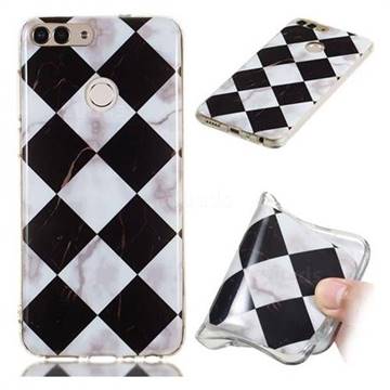 Black and White Matching Soft TPU Marble Pattern Phone Case for Huawei P Smart(Enjoy 7S)