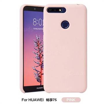 Howmak Slim Liquid Silicone Rubber Shockproof Phone Case Cover for Huawei P Smart(Enjoy 7S) - Pink