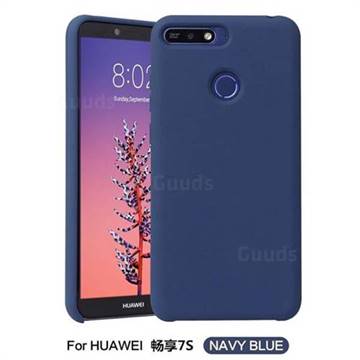 Howmak Slim Liquid Silicone Rubber Shockproof Phone Case Cover for Huawei P Smart(Enjoy 7S) - Midnight Blue