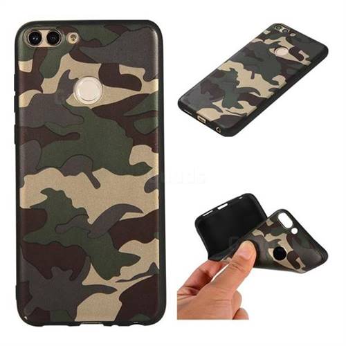 Camouflage Soft TPU Back Cover for Huawei P Smart(Enjoy 7S) - Gold Green