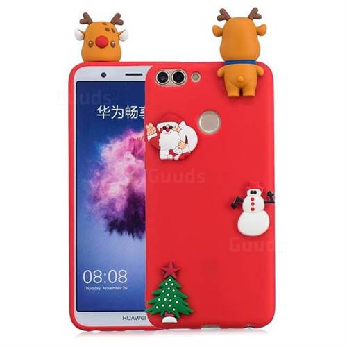 Red Elk Christmas Xmax Soft 3D Silicone Case for Huawei P Smart(Enjoy 7S)