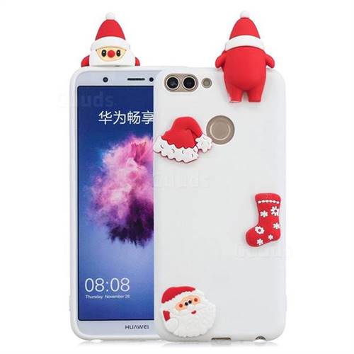 White Santa Claus Christmas Xmax Soft 3D Silicone Case for Huawei P Smart(Enjoy 7S)