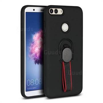 Raytheon Multi-function Ribbon Stand Back Cover for Huawei P Smart(Enjoy 7S) - Black
