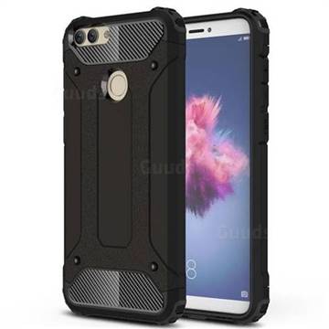 King Kong Armor Premium Shockproof Dual Layer Rugged Hard Cover for Huawei P Smart(Enjoy 7S) - Black Gold