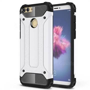 King Kong Armor Premium Shockproof Dual Layer Rugged Hard Cover for Huawei P Smart(Enjoy 7S) - White