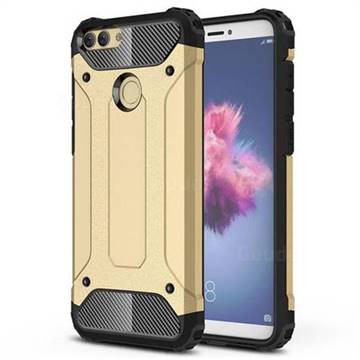 King Kong Armor Premium Shockproof Dual Layer Rugged Hard Cover for Huawei P Smart(Enjoy 7S) - Champagne Gold