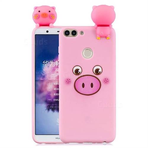 Small Pink Pig Soft 3D Climbing Doll Soft Case for Huawei P Smart(Enjoy 7S)