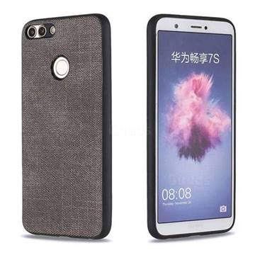 Canvas Cloth Coated Soft Phone Cover for Huawei P Smart(Enjoy 7S) - Dark Gray