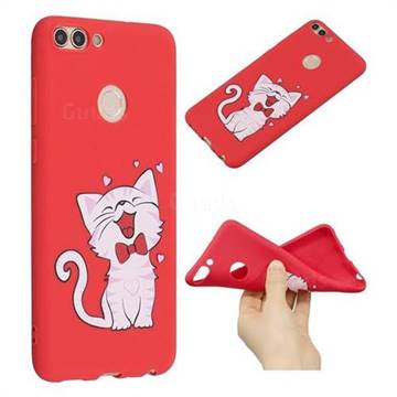 Happy Bow Cat Anti-fall Frosted Relief Soft TPU Back Cover for Huawei P Smart(Enjoy 7S)