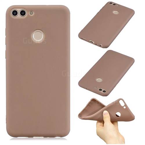 Candy Soft Silicone Phone Case for Huawei P Smart(Enjoy 7S) - Coffee