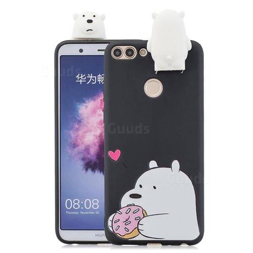 Big White Bear Soft 3D Climbing Doll Stand Soft Case for Huawei P Smart(Enjoy 7S)