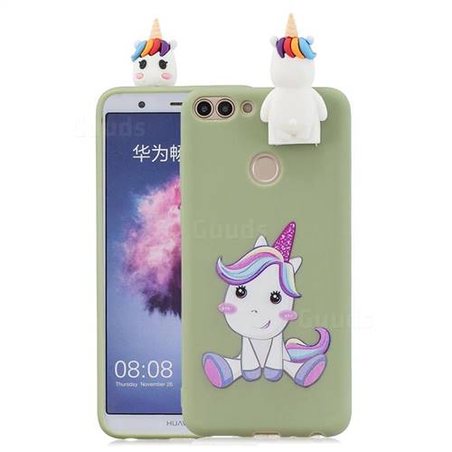 Cute Unicorn Soft 3D Climbing Doll Stand Soft Case for Huawei P Smart(Enjoy 7S)