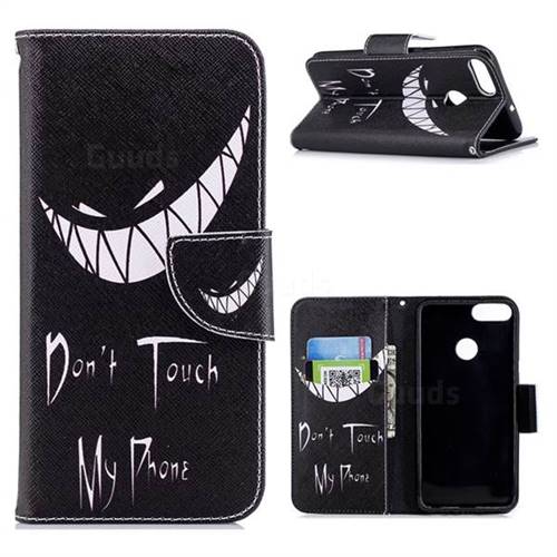 Crooked Grin Leather Wallet Case for Huawei P Smart(Enjoy 7S)