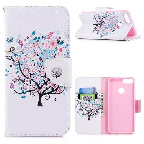 Colorful Tree Leather Wallet Case for Huawei P Smart(Enjoy 7S)