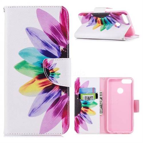Seven-color Flowers Leather Wallet Case for Huawei P Smart(Enjoy 7S)