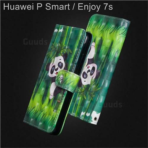 Climbing Bamboo Panda 3D Painted Leather Wallet Case for Huawei P Smart(Enjoy 7S)