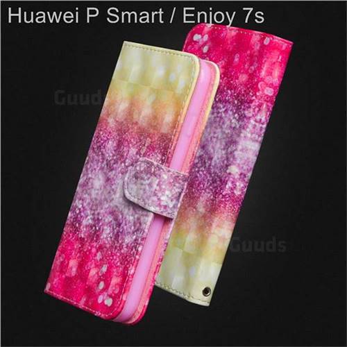 Gradient Rainbow 3D Painted Leather Wallet Case for Huawei P Smart(Enjoy 7S)