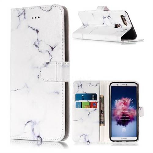 Soft White Marble PU Leather Wallet Case for Huawei P Smart(Enjoy 7S)