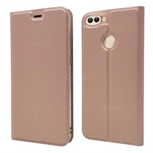Ultra Slim Card Magnetic Automatic Suction Leather Wallet Case for Huawei P Smart(Enjoy 7S) - Rose Gold