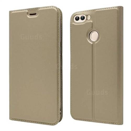 Ultra Slim Card Magnetic Automatic Suction Leather Wallet Case for Huawei P Smart(Enjoy 7S) - Champagne
