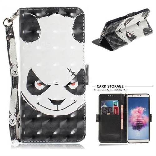 Angry Bear 3D Painted Leather Wallet Phone Case for Huawei P Smart(Enjoy 7S)