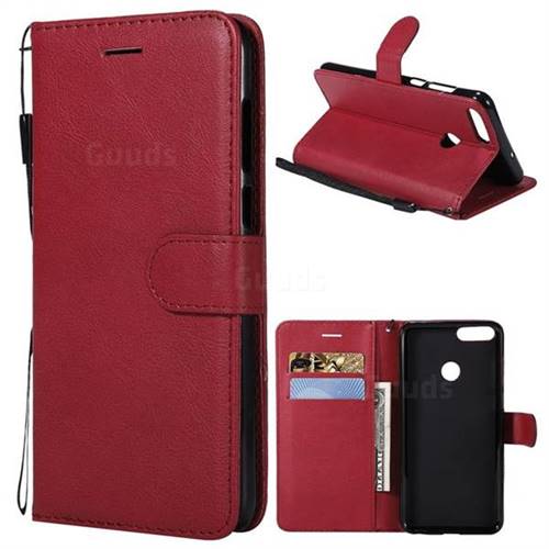 Retro Greek Classic Smooth PU Leather Wallet Phone Case for Huawei P Smart(Enjoy 7S) - Red