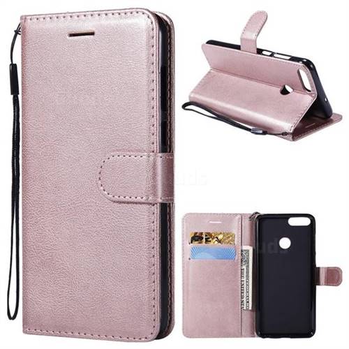 Retro Greek Classic Smooth PU Leather Wallet Phone Case for Huawei P Smart(Enjoy 7S) - Rose Gold
