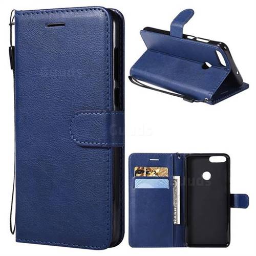 Retro Greek Classic Smooth PU Leather Wallet Phone Case for Huawei P Smart(Enjoy 7S) - Blue