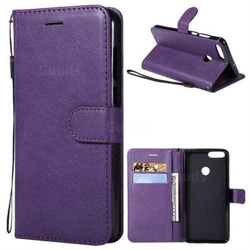 Retro Greek Classic Smooth PU Leather Wallet Phone Case for Huawei P Smart(Enjoy 7S) - Purple