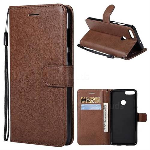 Retro Greek Classic Smooth PU Leather Wallet Phone Case for Huawei P Smart(Enjoy 7S) - Brown
