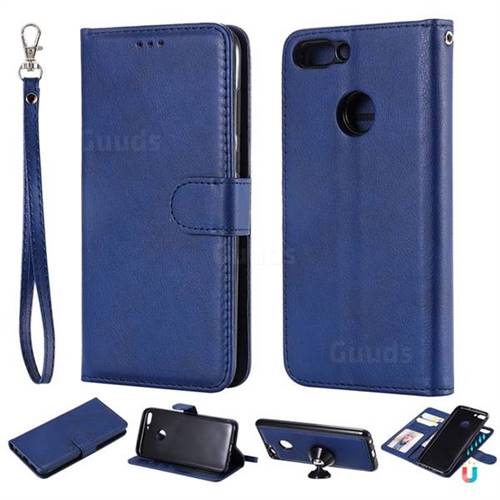 Retro Greek Detachable Magnetic PU Leather Wallet Phone Case for Huawei P Smart(Enjoy 7S) - Blue