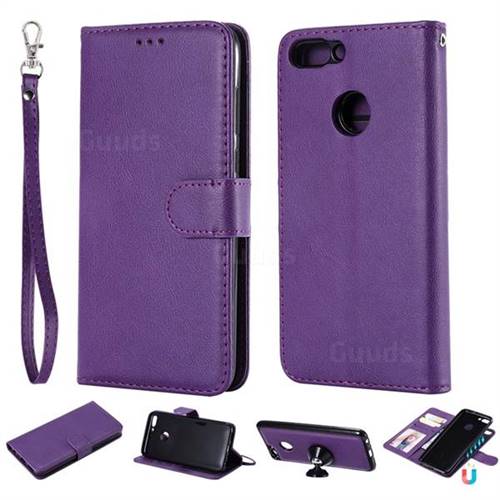 Retro Greek Detachable Magnetic PU Leather Wallet Phone Case for Huawei P Smart(Enjoy 7S) - Purple