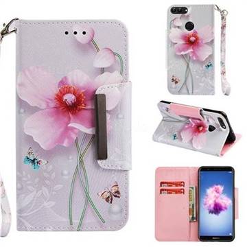 Pearl Flower Big Metal Buckle PU Leather Wallet Phone Case for Huawei P Smart(Enjoy 7S)