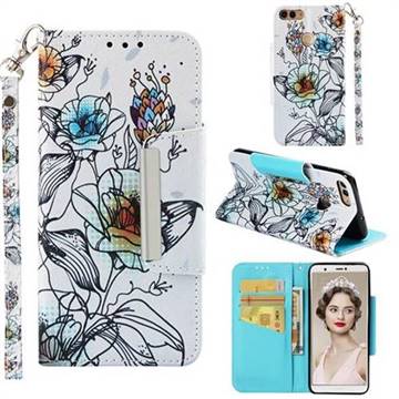 Fotus Flower Big Metal Buckle PU Leather Wallet Phone Case for Huawei P Smart(Enjoy 7S)