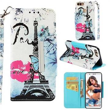 Lip Tower Big Metal Buckle PU Leather Wallet Phone Case for Huawei P Smart(Enjoy 7S)