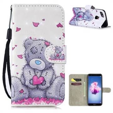 Love Panda 3D Painted Leather Wallet Phone Case for Huawei P Smart(Enjoy 7S)