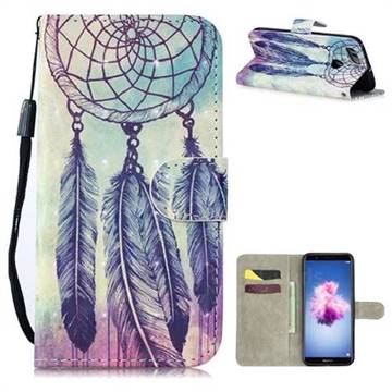 Feather Wind Chimes 3D Painted Leather Wallet Phone Case for Huawei P Smart(Enjoy 7S)