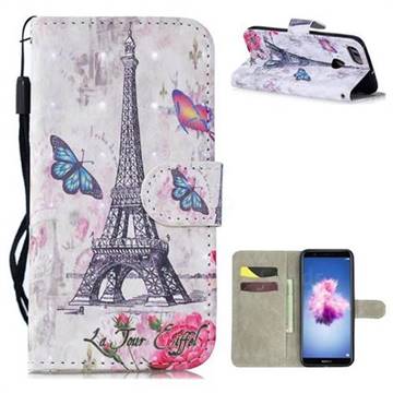 Paris Tower 3D Painted Leather Wallet Phone Case for Huawei P Smart(Enjoy 7S)