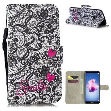 Lace Flower 3D Painted Leather Wallet Phone Case for Huawei P Smart(Enjoy 7S)