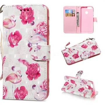 Flamingo 3D Painted Leather Wallet Phone Case for Huawei P Smart(Enjoy 7S)