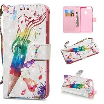 Music Pen 3D Painted Leather Wallet Phone Case for Huawei P Smart(Enjoy 7S)