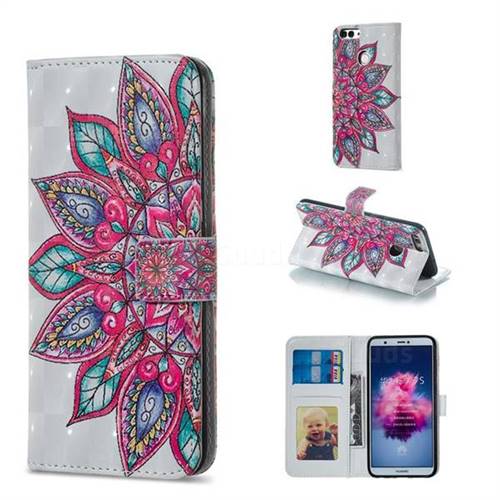 Mandara Flower 3D Painted Leather Phone Wallet Case for Huawei P Smart(Enjoy 7S)