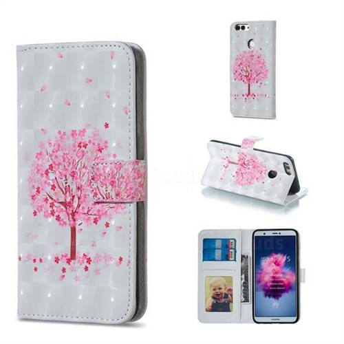 Sakura Flower Tree 3D Painted Leather Phone Wallet Case for Huawei P Smart(Enjoy 7S)