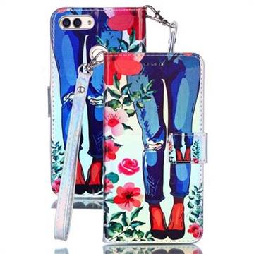 Jeans Flower Blue Ray Light PU Leather Wallet Case for Huawei P Smart(Enjoy 7S)
