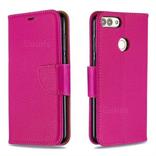 Classic Luxury Litchi Leather Phone Wallet Case for Huawei P Smart(Enjoy 7S) - Rose