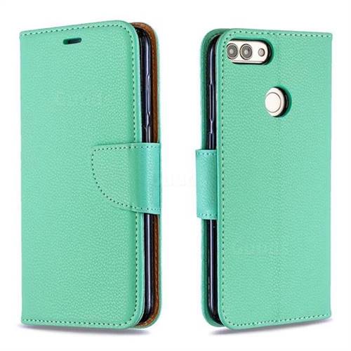 Classic Luxury Litchi Leather Phone Wallet Case for Huawei P Smart(Enjoy 7S) - Green