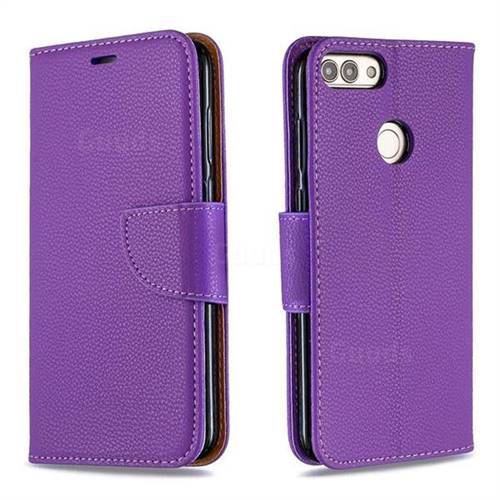 Classic Luxury Litchi Leather Phone Wallet Case for Huawei P Smart(Enjoy 7S) - Purple