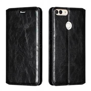 Retro Slim Magnetic Crazy Horse PU Leather Wallet Case for Huawei P Smart(Enjoy 7S) - Black